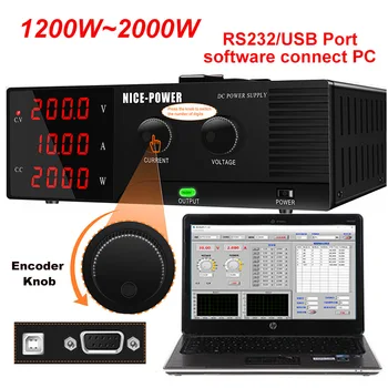 1200W-2000W teljesítményű Programozható Állítható DC tápegységgel RS232/USB Port Szoftver PC Padon Forrás Digitális 100V