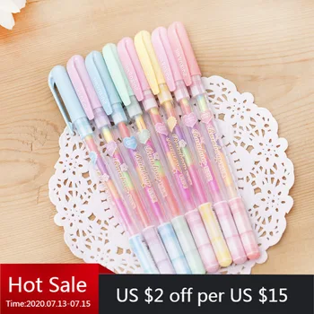32pcs szín foszfor toll koreai verzió cukorka színű írószer 6 szín víz, por, semleges toll por színes toll