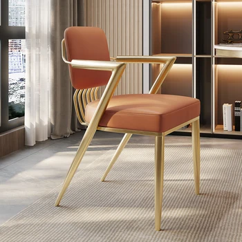 Fény luxus olasz rozsdamentes acél étkező székek, minimalista tea székek, modern asztal székek, designer bőr szék, fotel