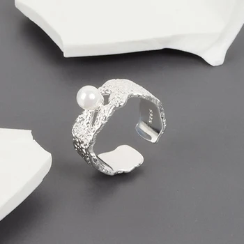 Gyönyörű Gyöngy, Gyűrű, 925 Sterling Ezüst Gyűrű a Nők Esküvő, Eljegyzés, Buli, Kiegészítők Egyedi Szabálytalan Ujját, Ékszerek